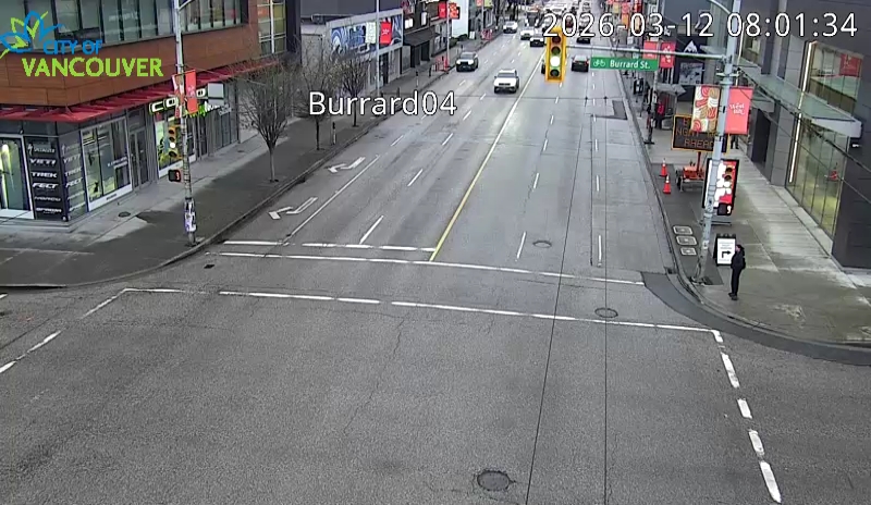 Burrard St & W 4th Ave - East