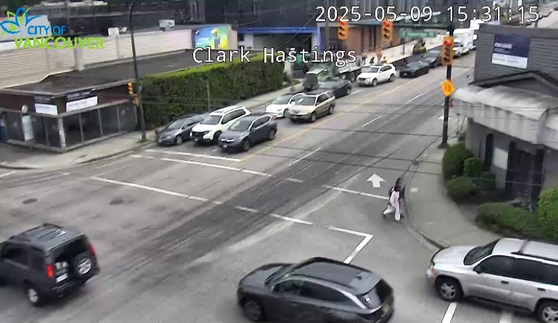 This City of Vancouver traffic camera shows a south-facing view on East Hastings.